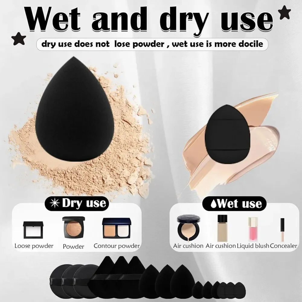 48Pieces Black Professional Premium Synthetic Make up Brushes With Makeup Sponge